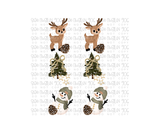 Green Tree Snowman Sleeve-Ready to Press Transfer