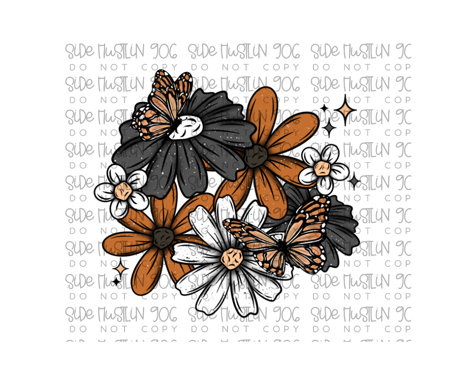 Butterfly Florals Cluster no words-Ready to Press Transfer