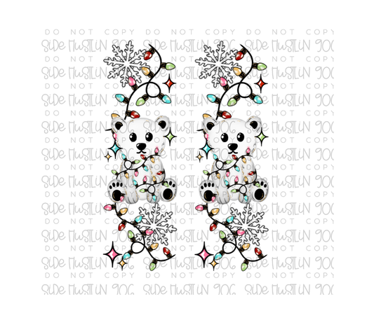 Polar Bear and Christmas Lights Sleeve-Ready to Press Transfer