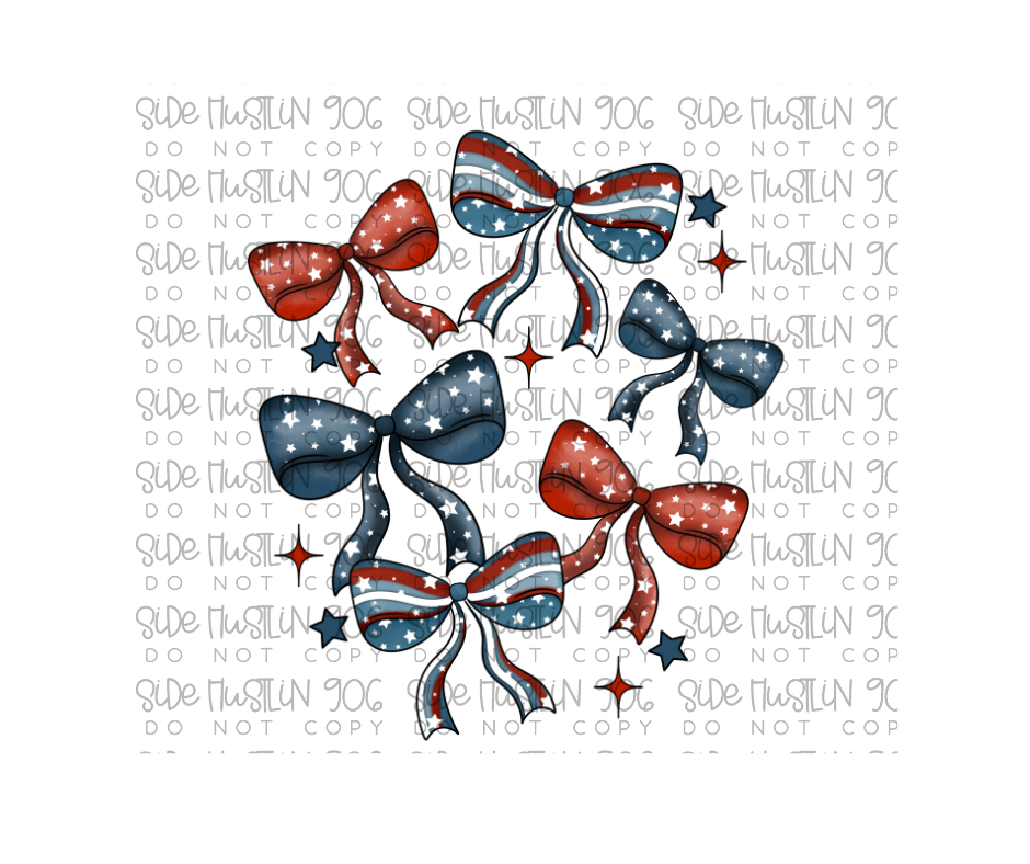 4Th of July Bow Collage-Ready to Press Transfer