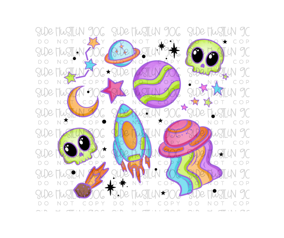 Rainbow Space Collage-Ready to Press Transfer