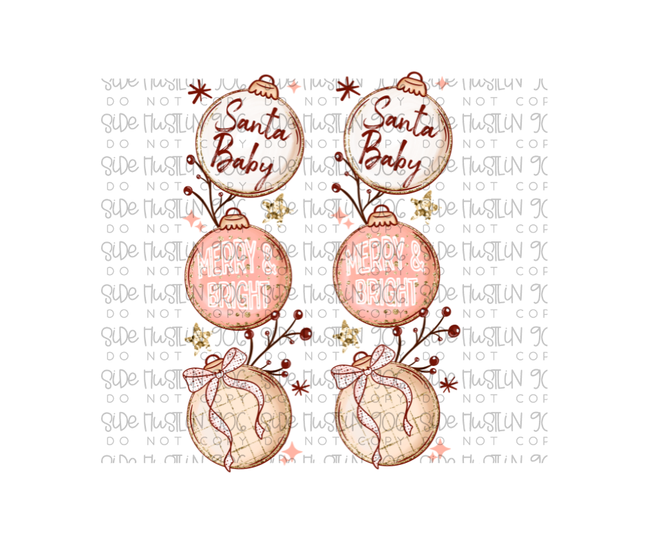 Merry Bright Ornaments Sleeve-Ready to Press Transfer