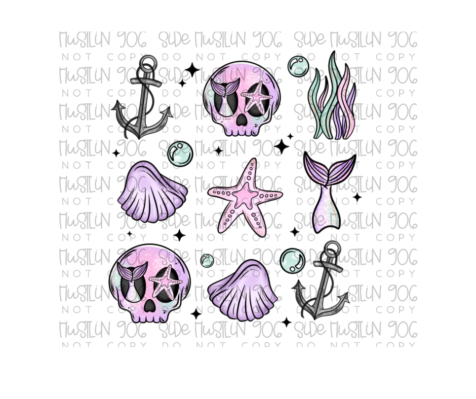 Skellie Mermaid Grid-Ready to Press Transfer
