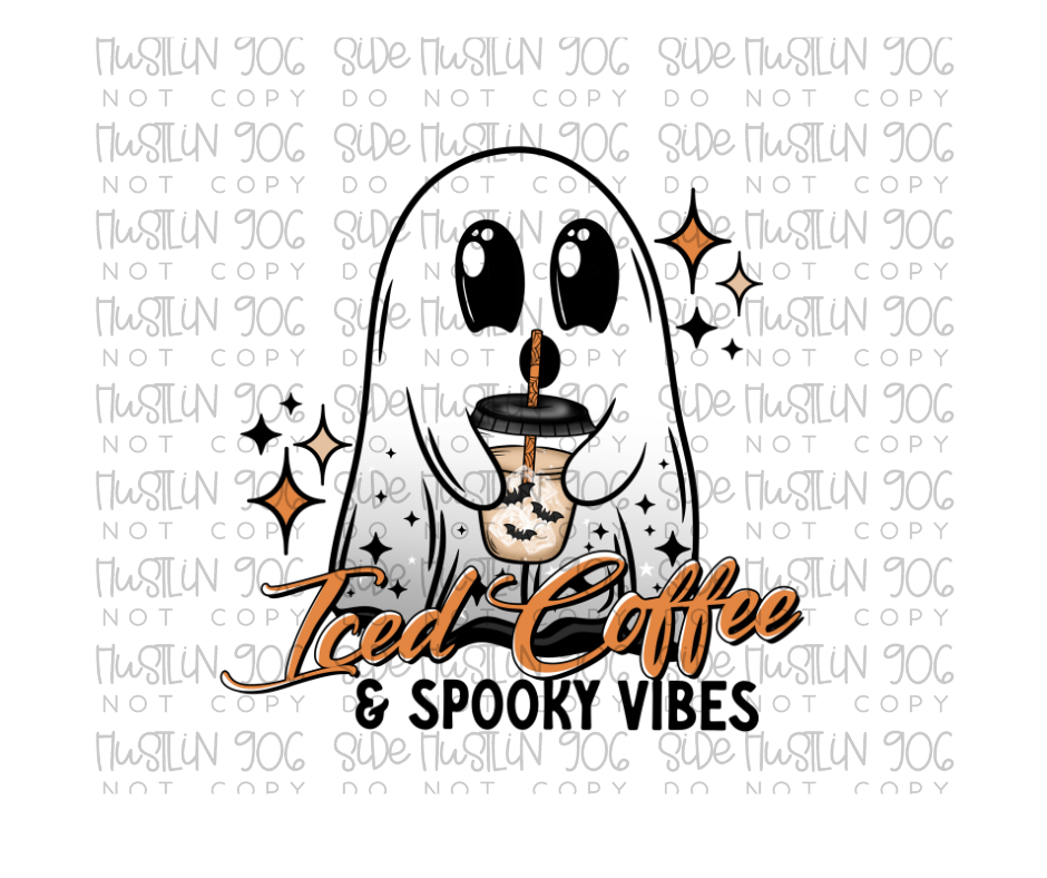 Iced Coffee Ghostie Black-Ready to Press Transfer