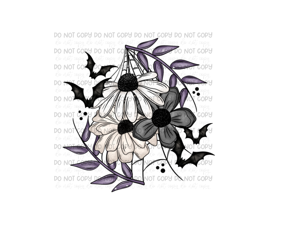 Floral Bat-Ready to Press Transfer