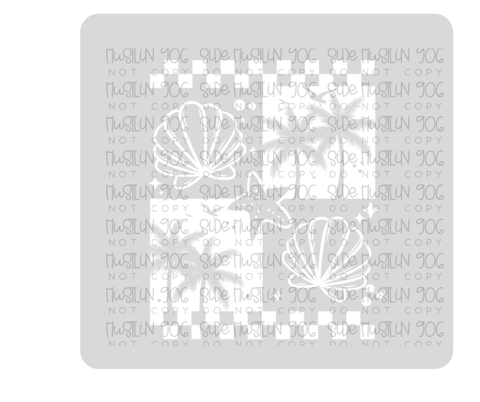 Summer Single Color Checker Grid-Ready to Press Transfer