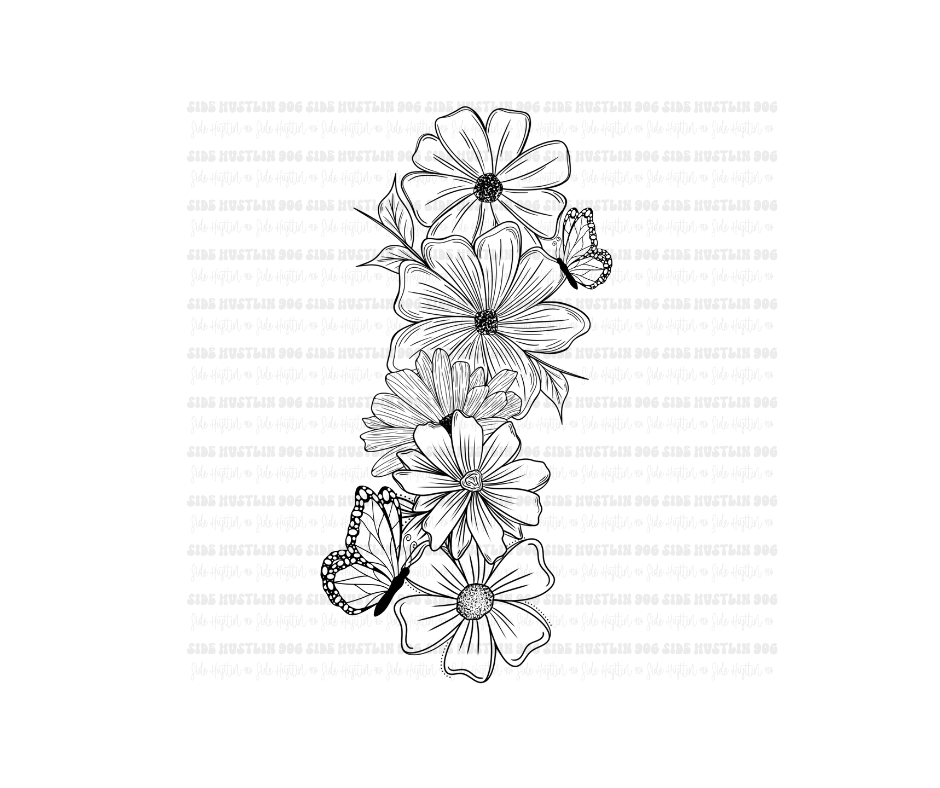 Black/Gray Floral-Ready to Press Transfer