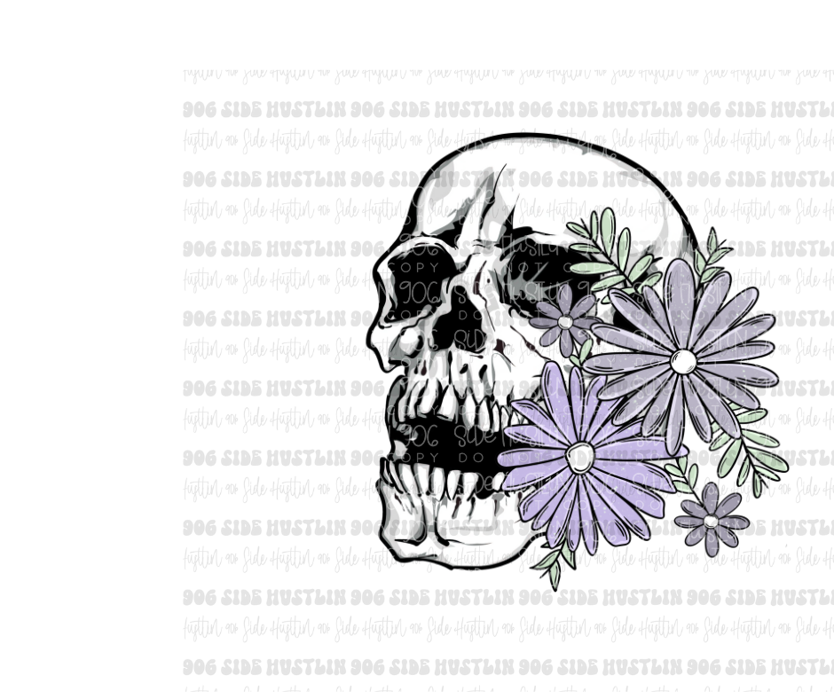 Floral Skull-Ready to Press Transfer