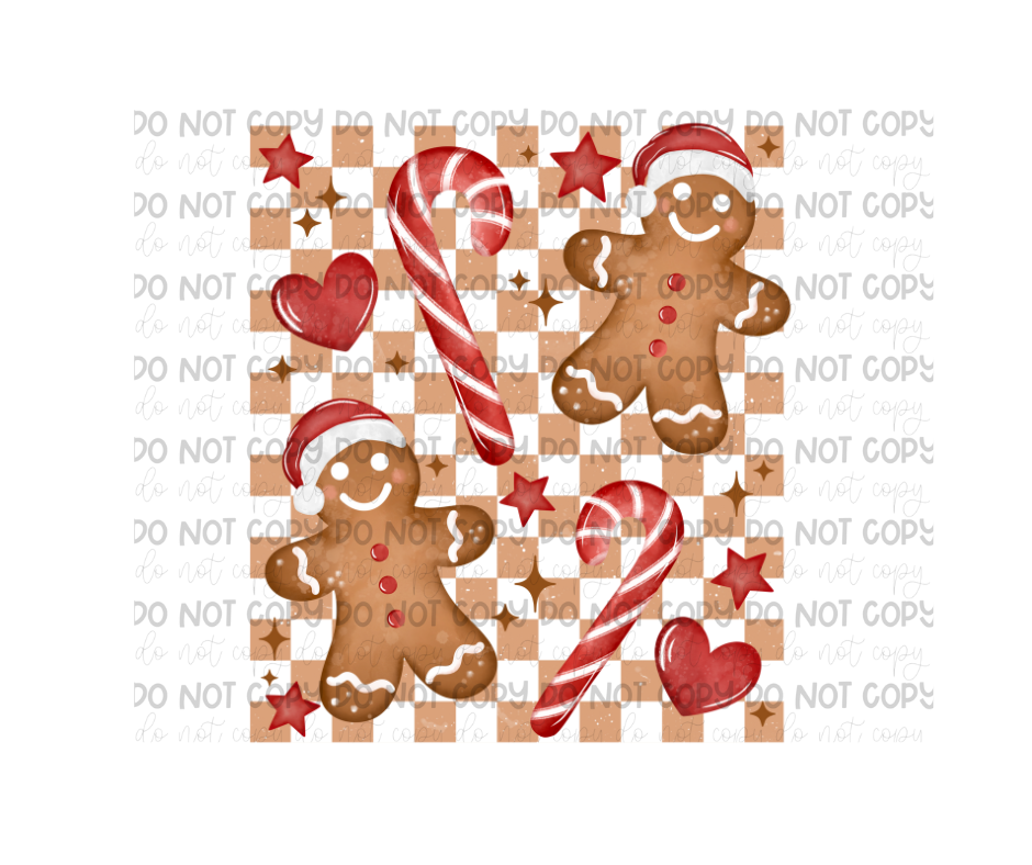 Gingerbread Checker-Ready to Press Transfer