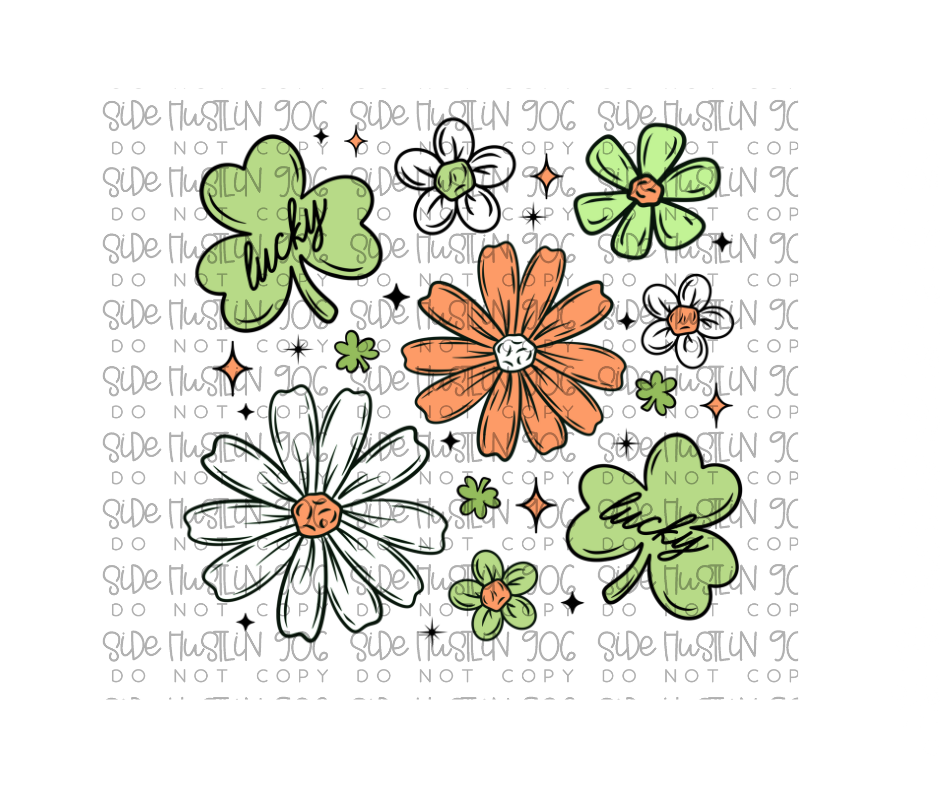 Lucky Florals-Ready to Press Transfer