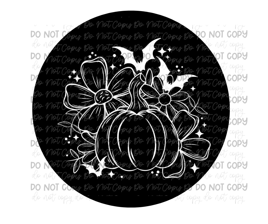 Pumpkin Floral white -Ready to Press Transfer