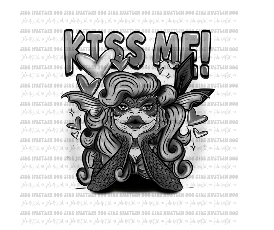 Kiss Me grayscale-Ready to Press Transfer