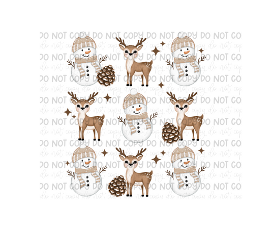 Snowman and Deer grid-Ready to Press Transfer