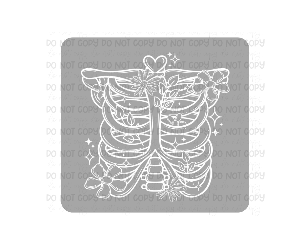 Floral Rib Cage white-Ready to Press Transfer