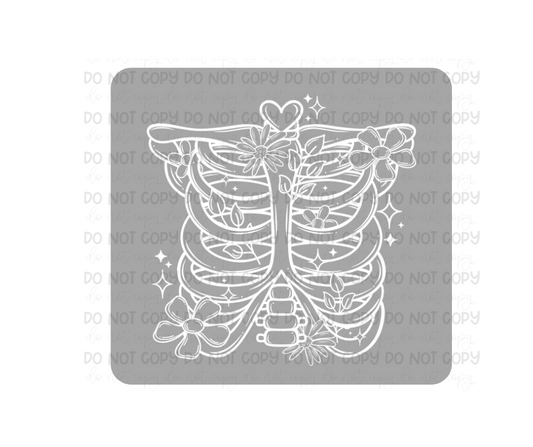 Floral Rib Cage white-Ready to Press Transfer