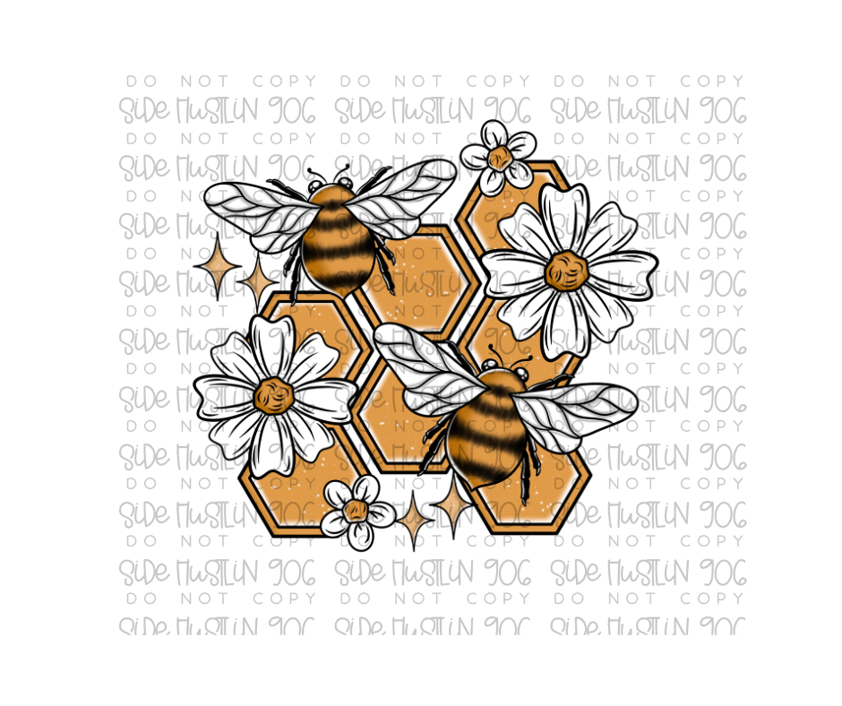 Honeycomb Bees-Ready to Press Transfer