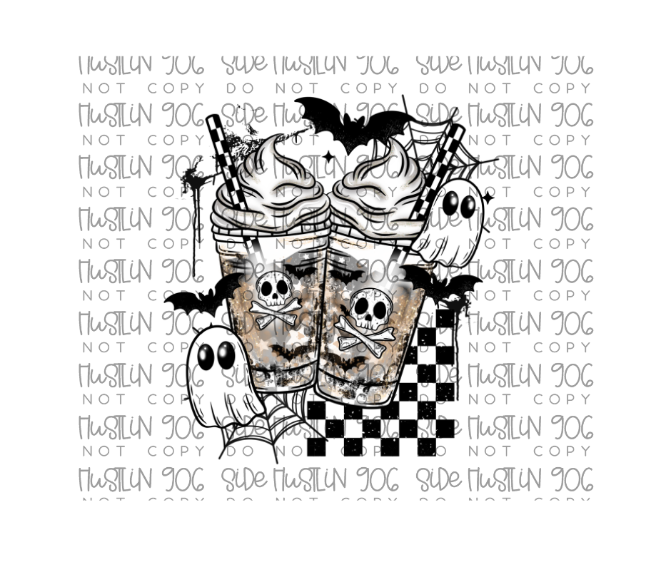 Skull ghost Coffee-Ready to Press Transfer