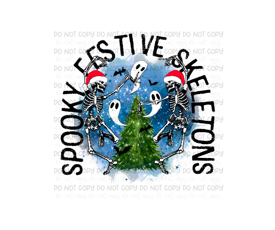 Spooky Festive Skeletons-Ready to Press Transfer