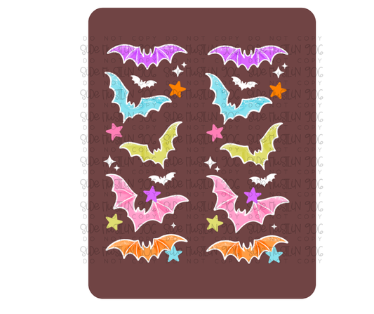 Colorful Bats Sleeve (White)-Ready to Press Transfer