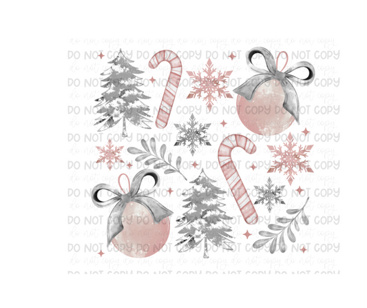 Pink Christmas Watercolor-Ready to Press Transfer