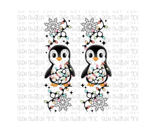 Penguins and Christmas Lights Sleeve-Ready to Press Transfer