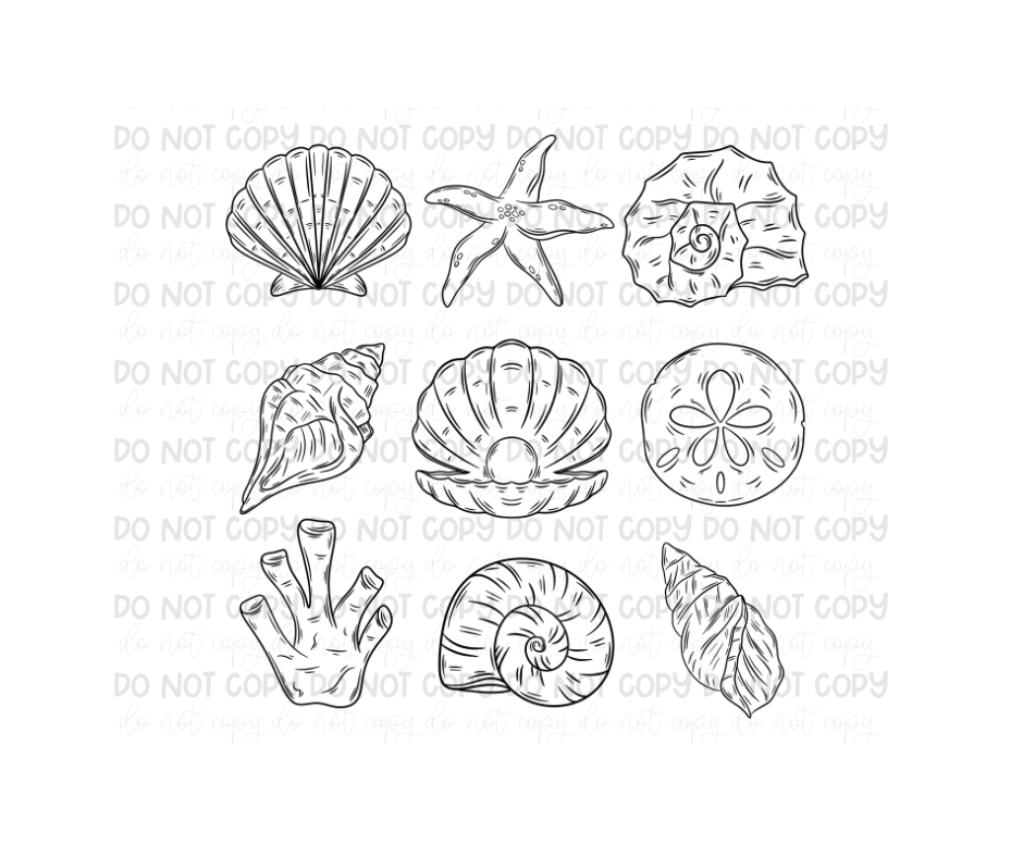 Seashell grid black-Ready to Press Transfer