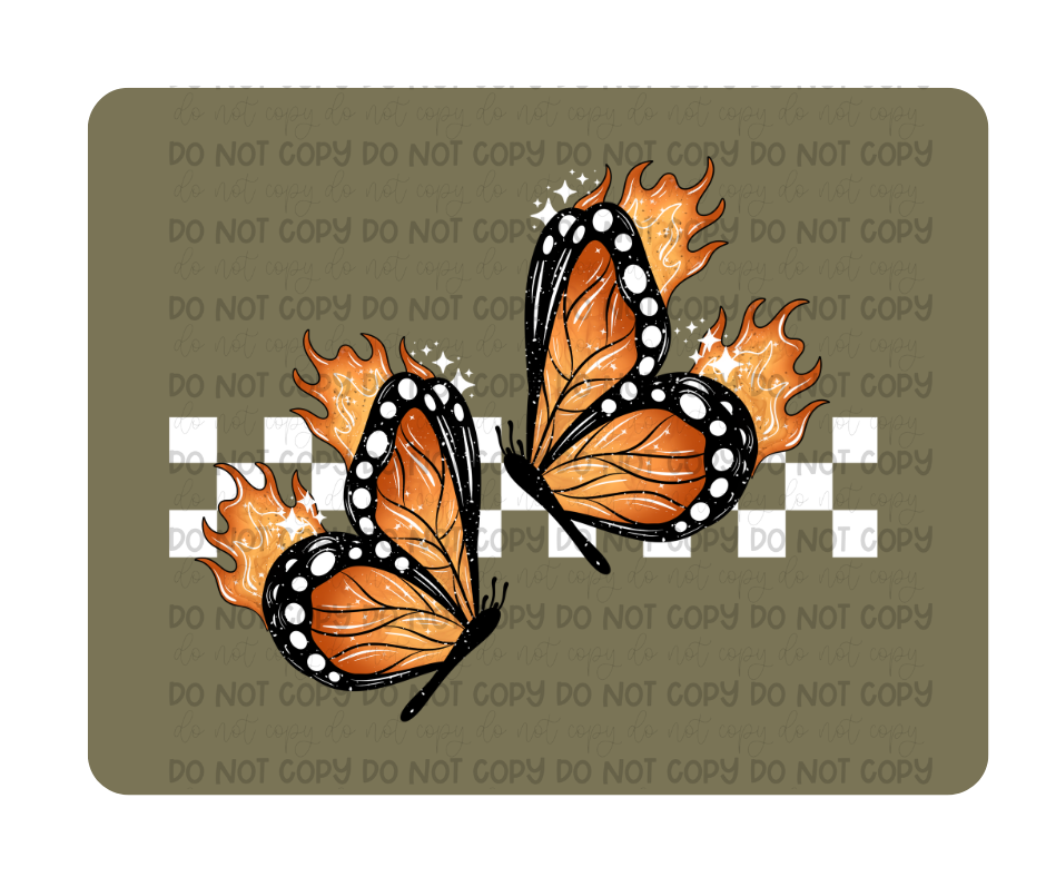 Fire Butterflies white-Ready to Press Transfer