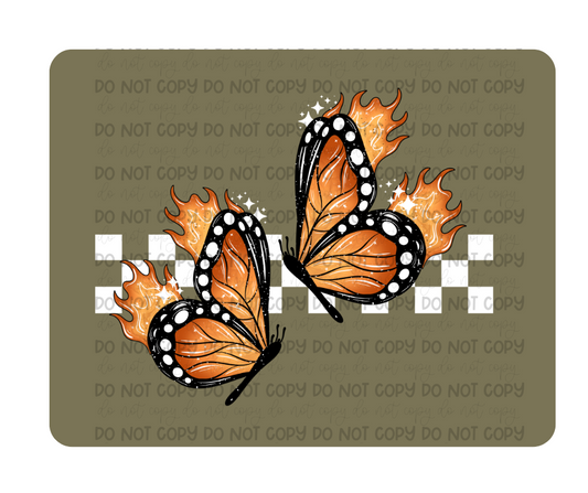 Fire Butterflies white-Ready to Press Transfer