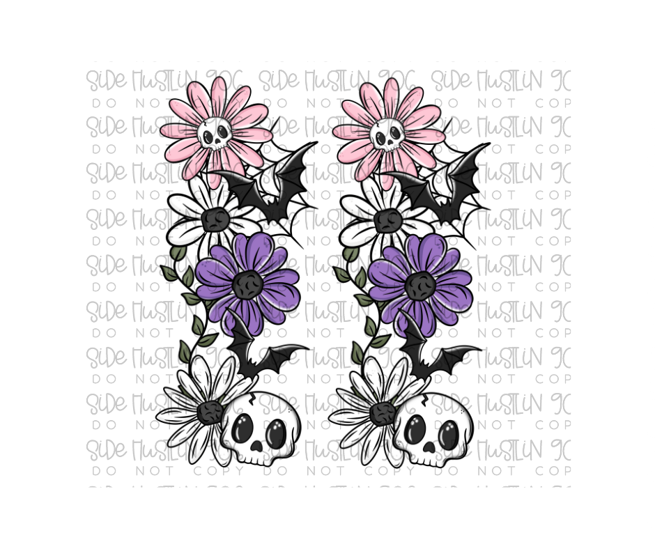 Skellie Bat Floral Sleeves-Ready to Press Transfer