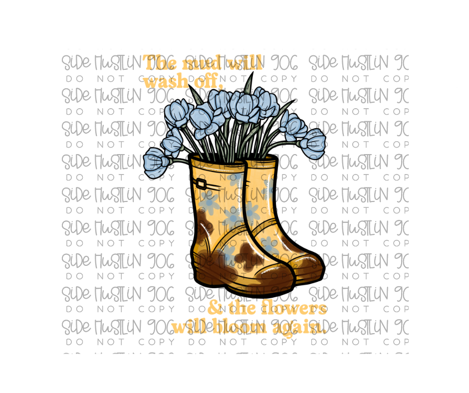 Muddy Bootys yellow-Ready to Press Transfer