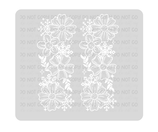 Winter Florals white SLEEVES-Ready to Press Transfer