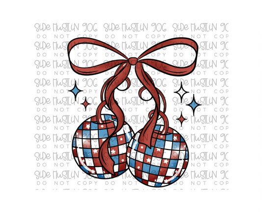 America Disco Ball Cherries-Ready to Press Transfer