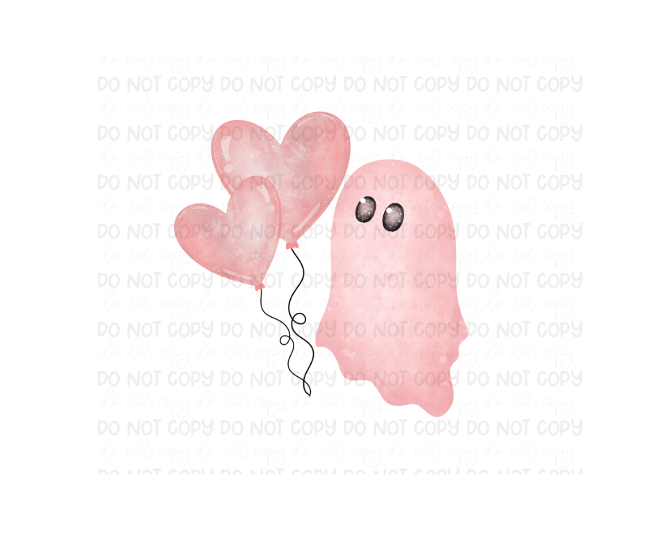 Ghosty heart Balloon -Ready to Press Transfer