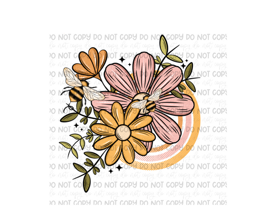 Floral Bee-Ready to Press Transfer