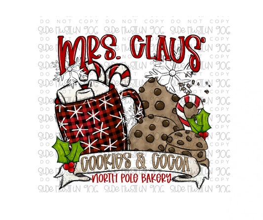 Mrs. Claus Cookies & Cocoa-Ready to Press Transfer