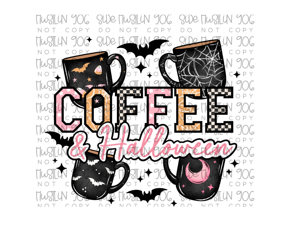 Coffee and Halloween-Ready to Press Transfer