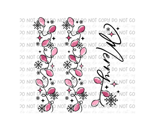 Pink merry Lights black outline-Ready to Press Transfer