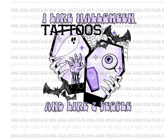 Halloween Tattoos & 2 people-Ready to Press Transfer