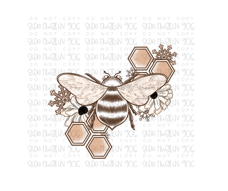 Neutral Winter Bee-Ready to Press Transfer