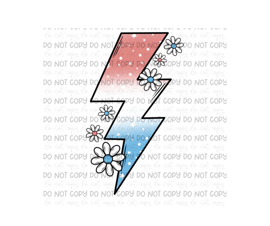 4th of July Lightning Bolt-Ready to Press Transfer