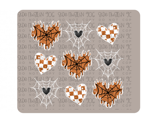 Flame Heart Grid Orange and White-Ready to Press Transfer
