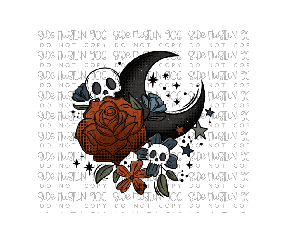 Floral Moon-Ready to Press Transfer