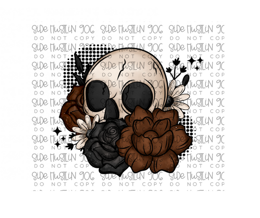 Dark Floral Skellie-Ready to Press Transfer