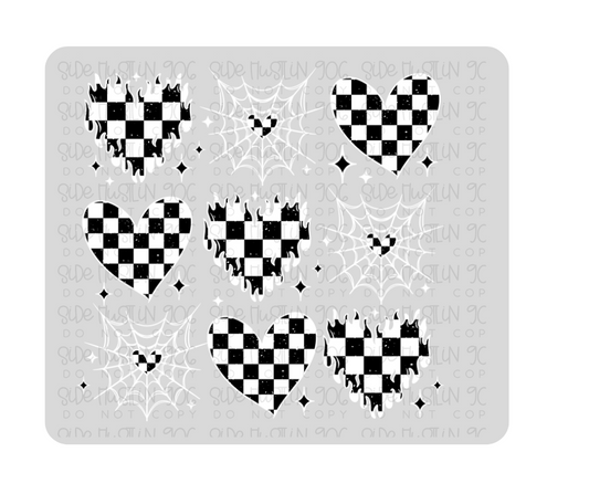 White & Black Heart Grid-Ready to Press Transfer