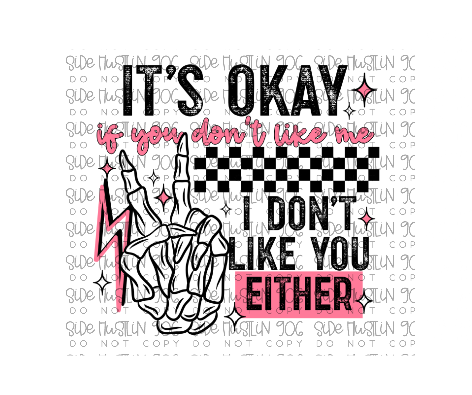 I Don't like You Either Pink-Ready to Press Transfer