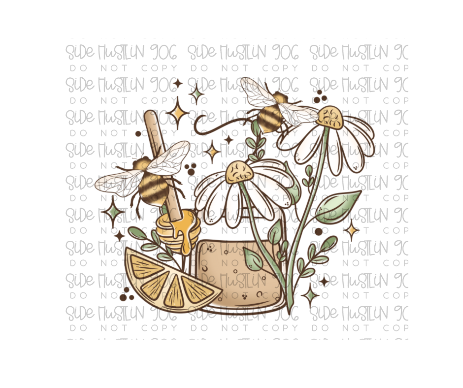 Bees Honey and Tea-Ready to Press Transfer