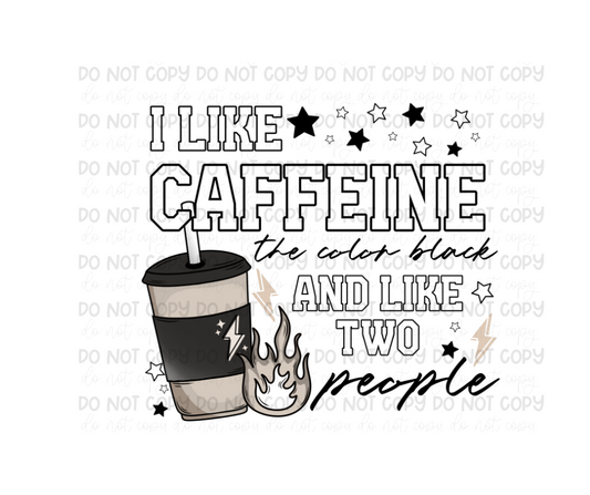 Caffeine & two people black-Ready to Press Transfer