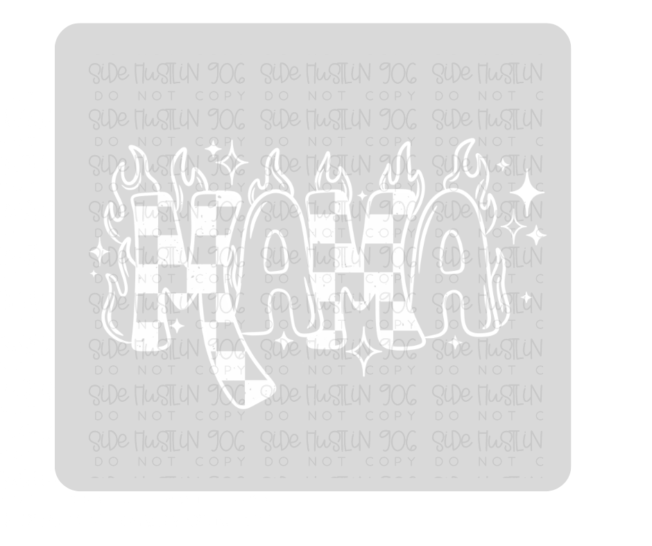 Mama flames white-Ready to Press Transfer