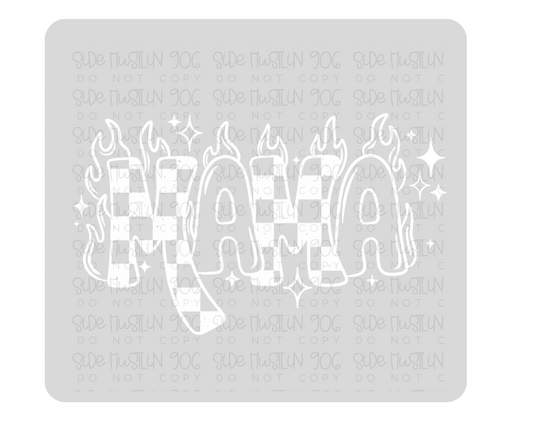 Mama flames white-Ready to Press Transfer
