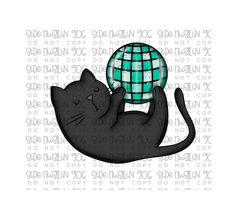 Happy Meow Year black kitty-Ready to Press Transfer
